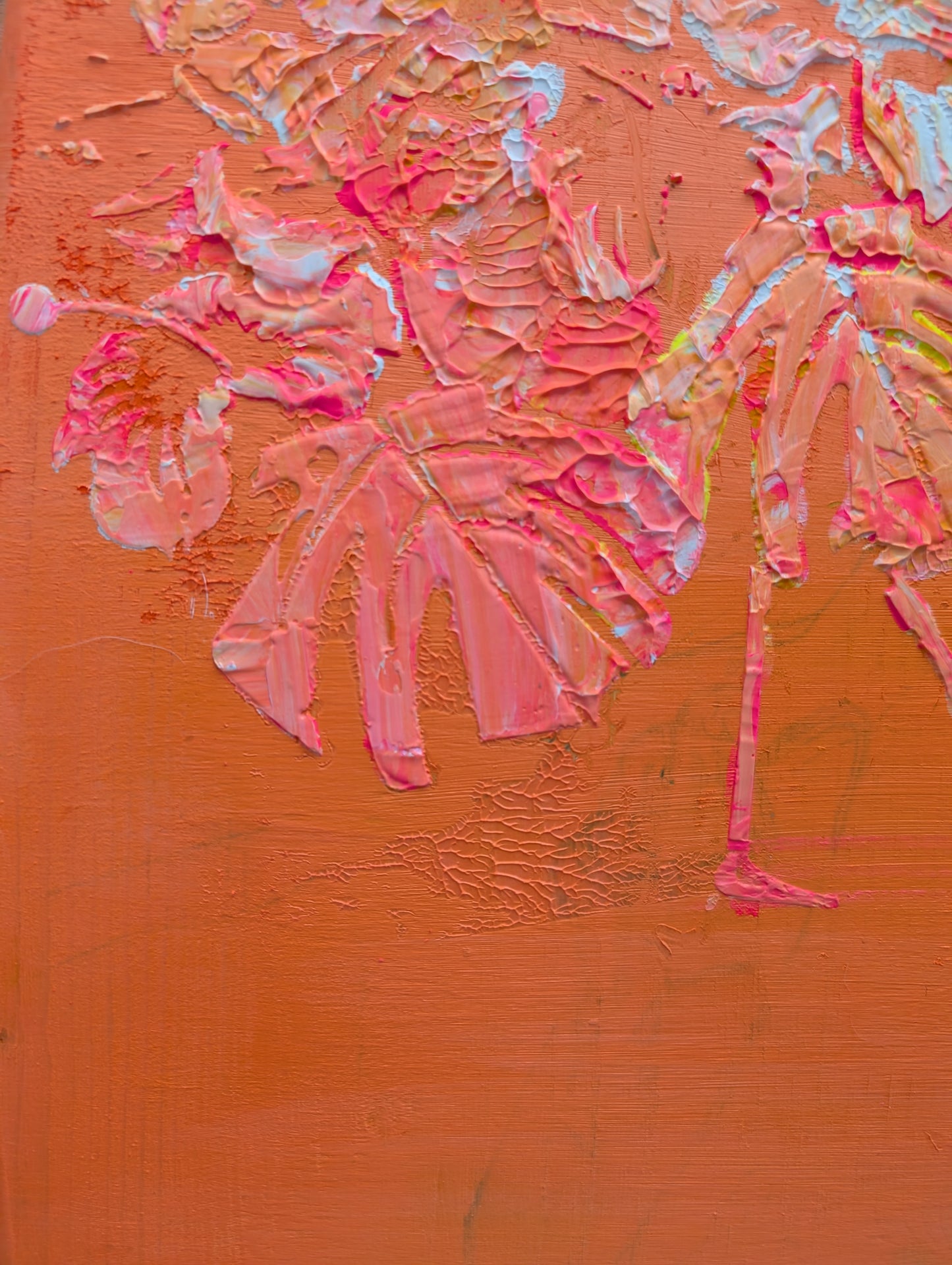 Driftwood (Double-Sided)— Peach Abstract Acrylic Painting on Wood Surfboard