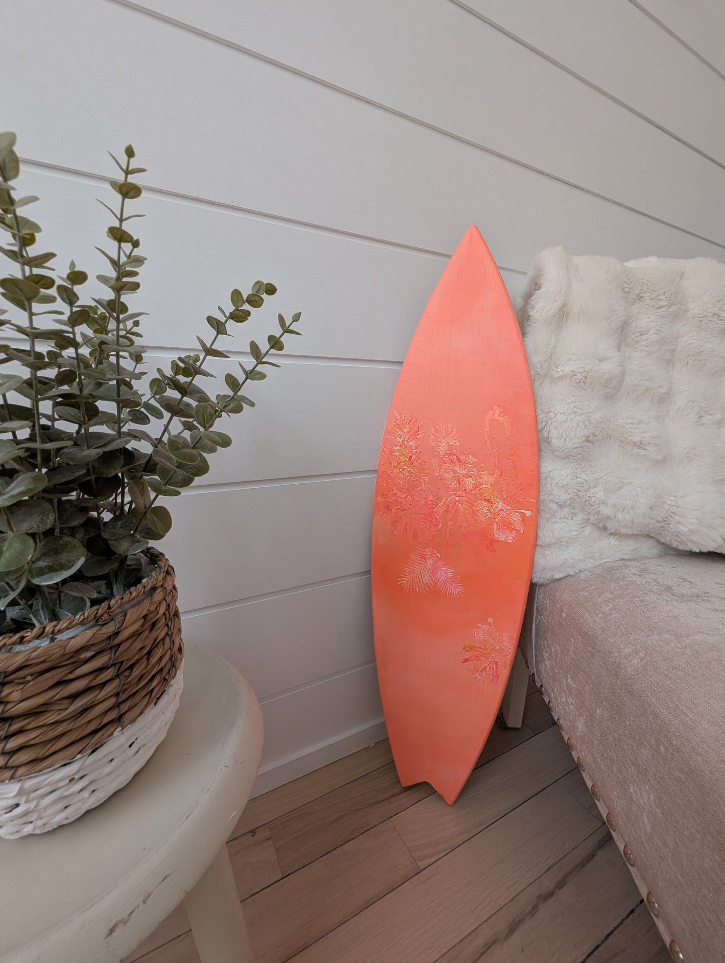 double-sided_surfboard_wall_art_painting_in_vibrant_orange_sunburst_acrylic_on_wood_coastal_home_decor