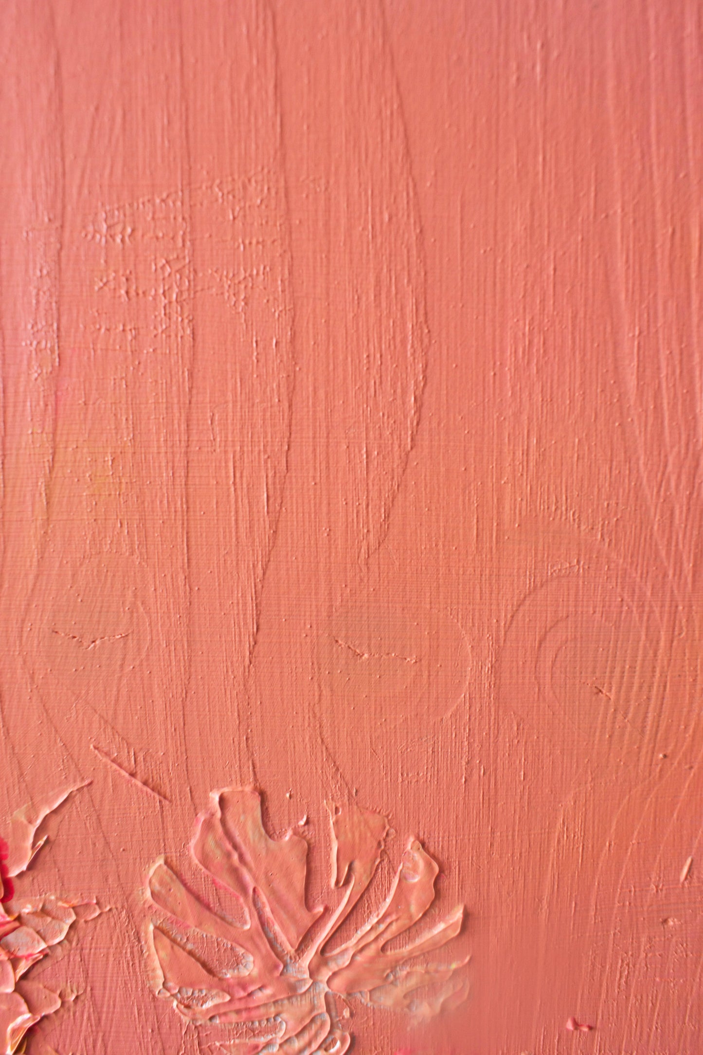 Driftwood (Double-Sided)— Peach Abstract Acrylic Painting on Wood Surfboard