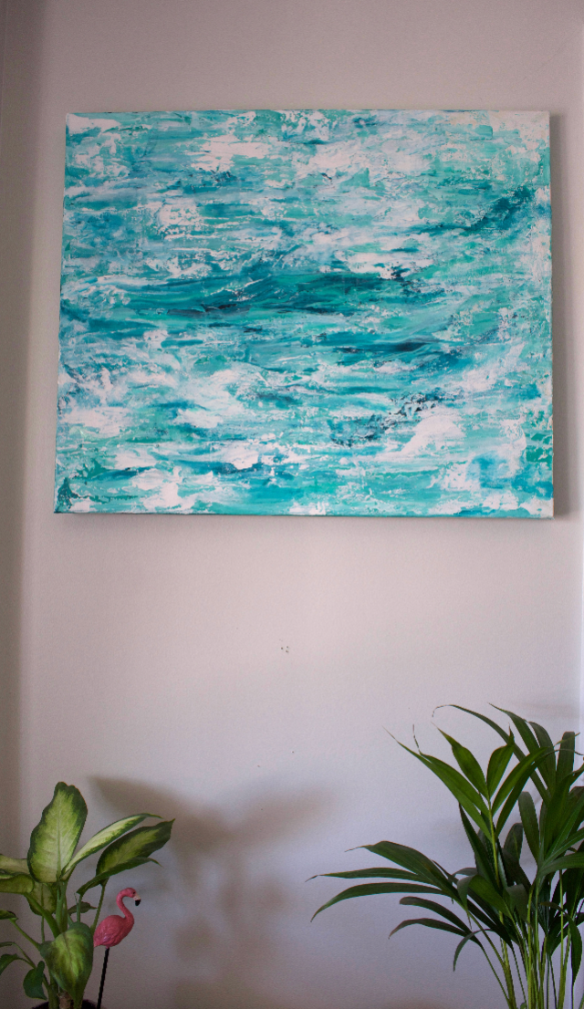 Calming abstract acrylic painting on canvas