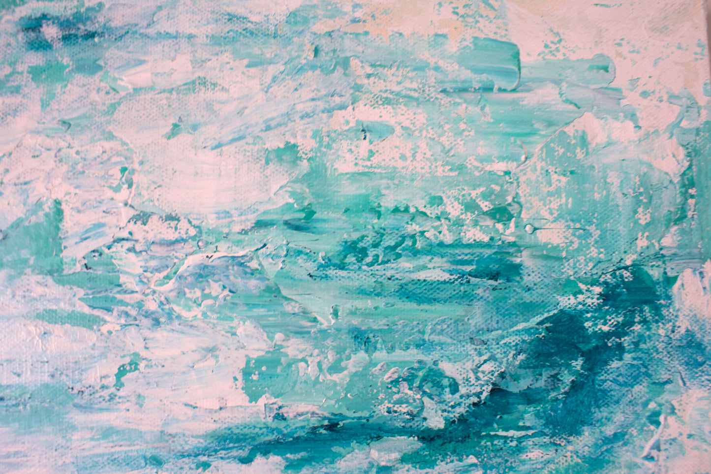 Calming blue abstract acrylic painting on canvas