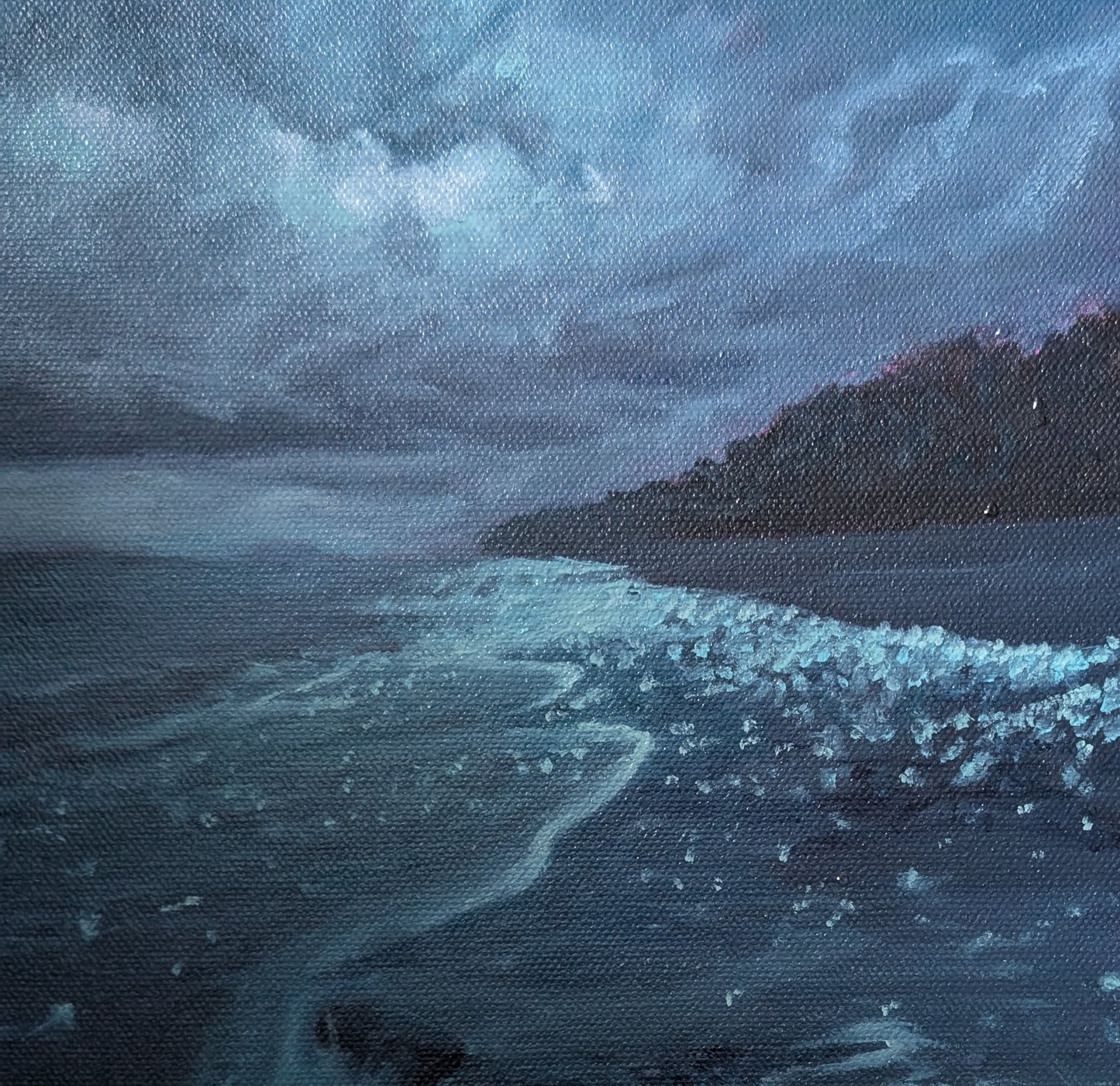 Glimmer — Dark Blue Ocean Painting on Canvas