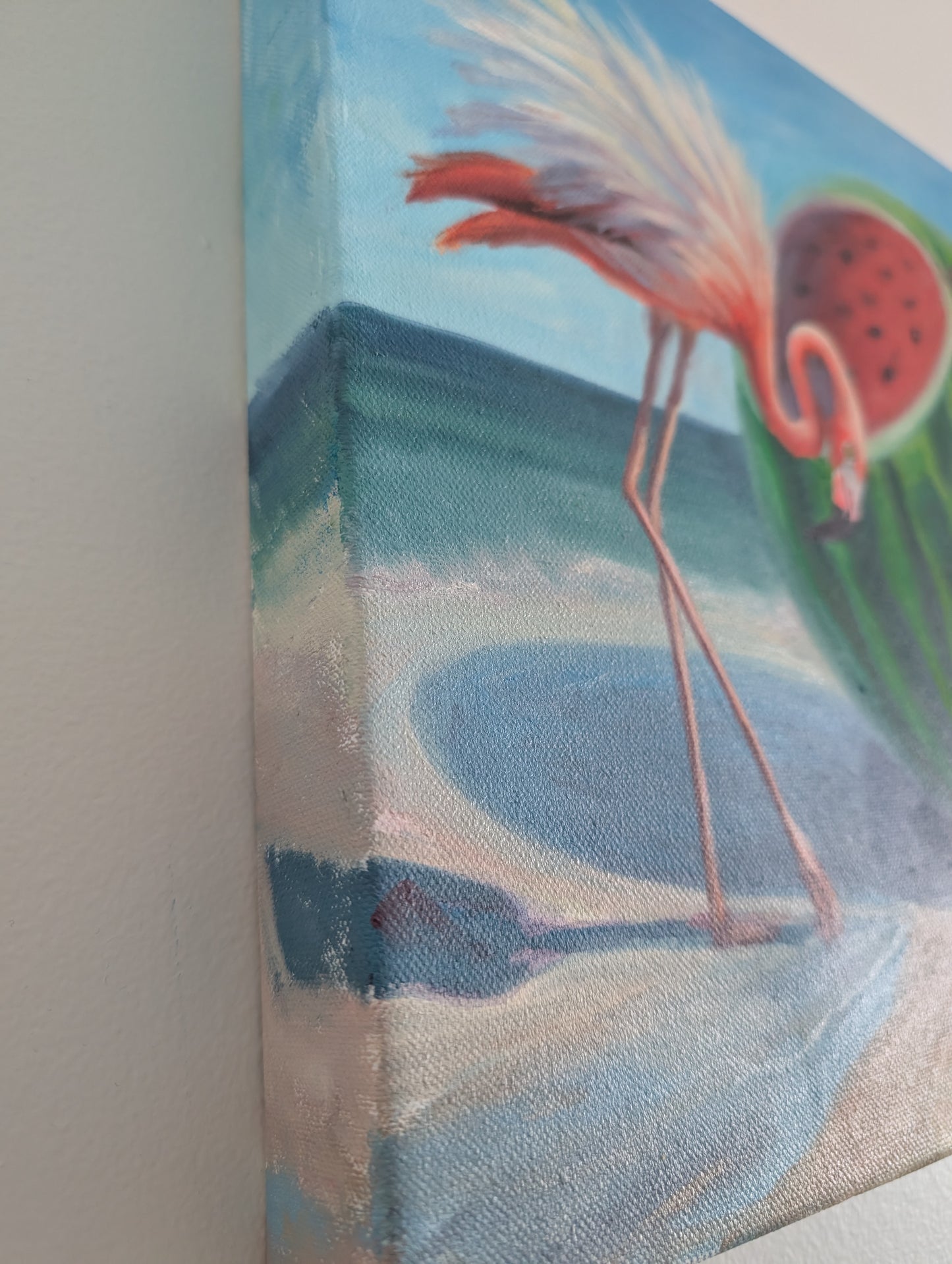 Imagine — Flamingo Watermelon Oil Painting on Canvas