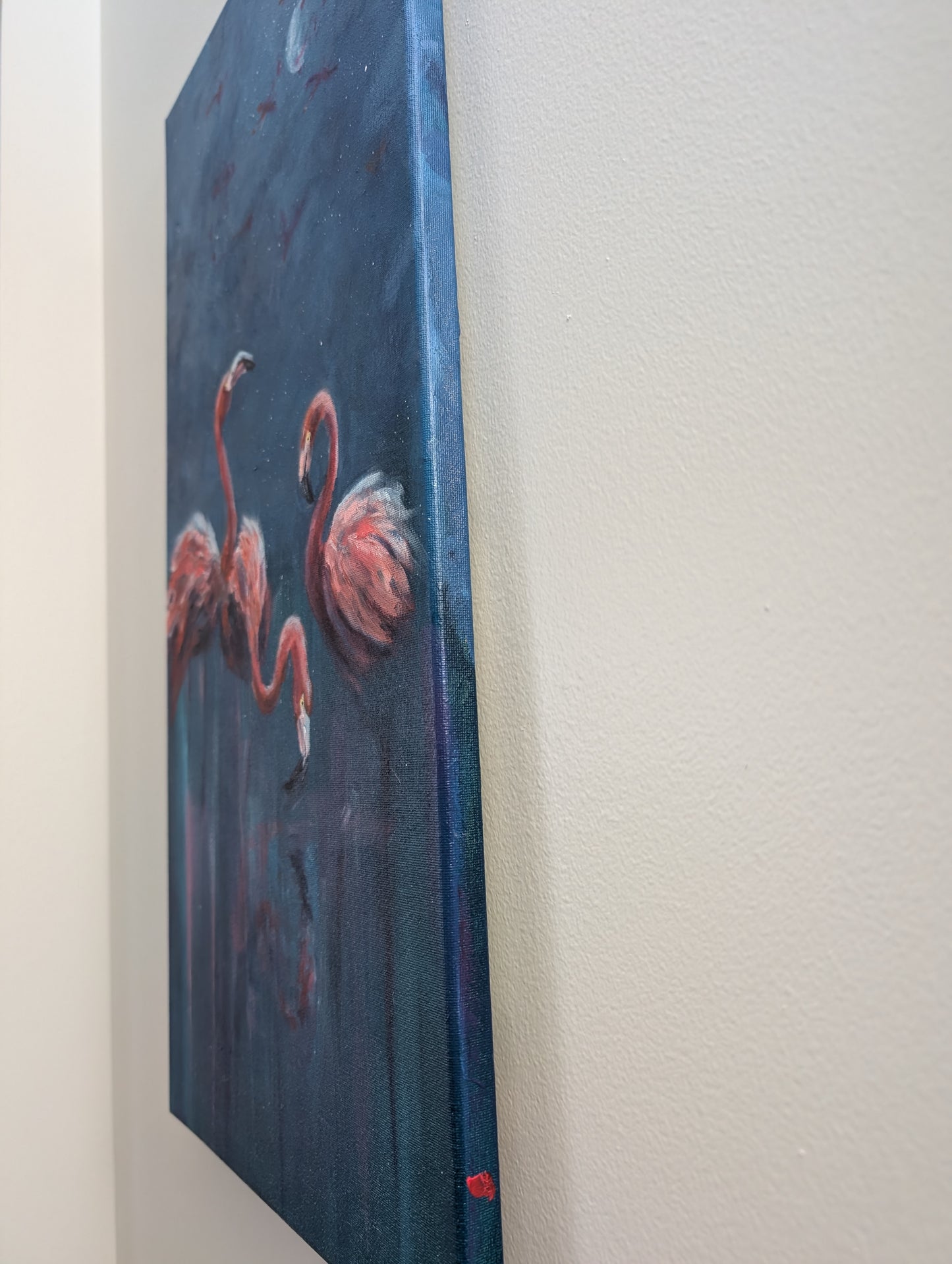 Vertical abstract oil painting on canvas