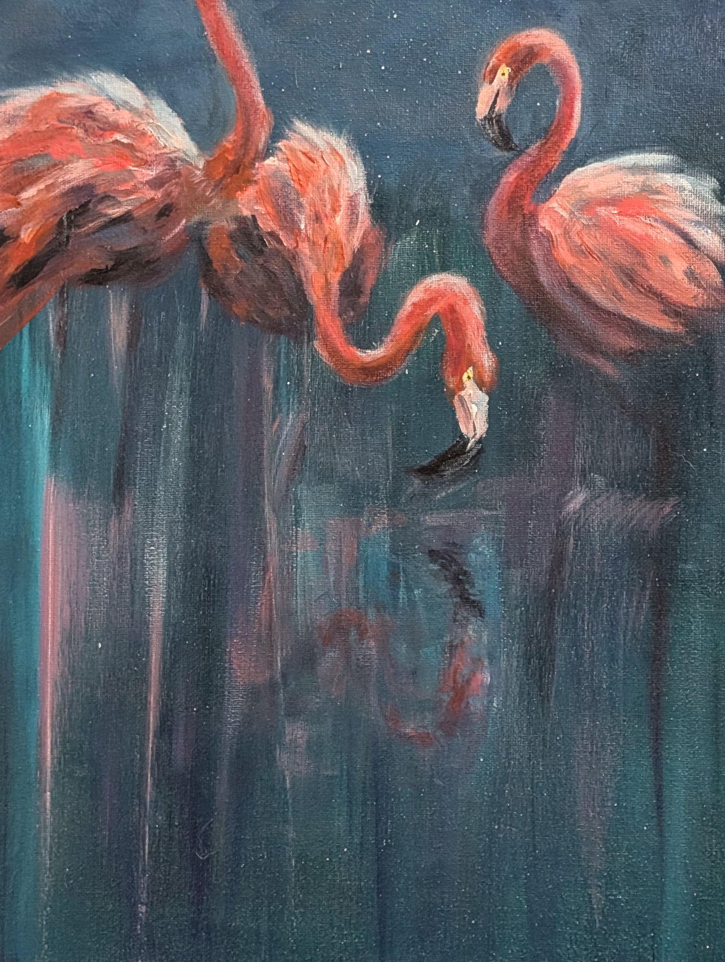 Vertical abstract oil painting on canvas 