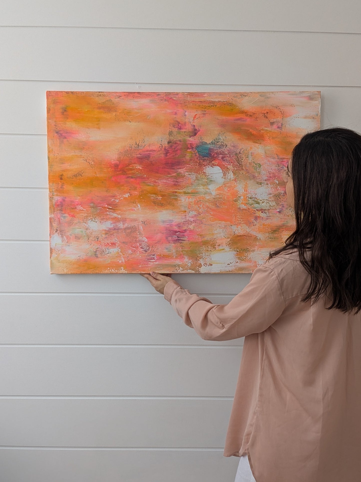 Sunburst — Orange Abstract Acrylic Painting on Canvas